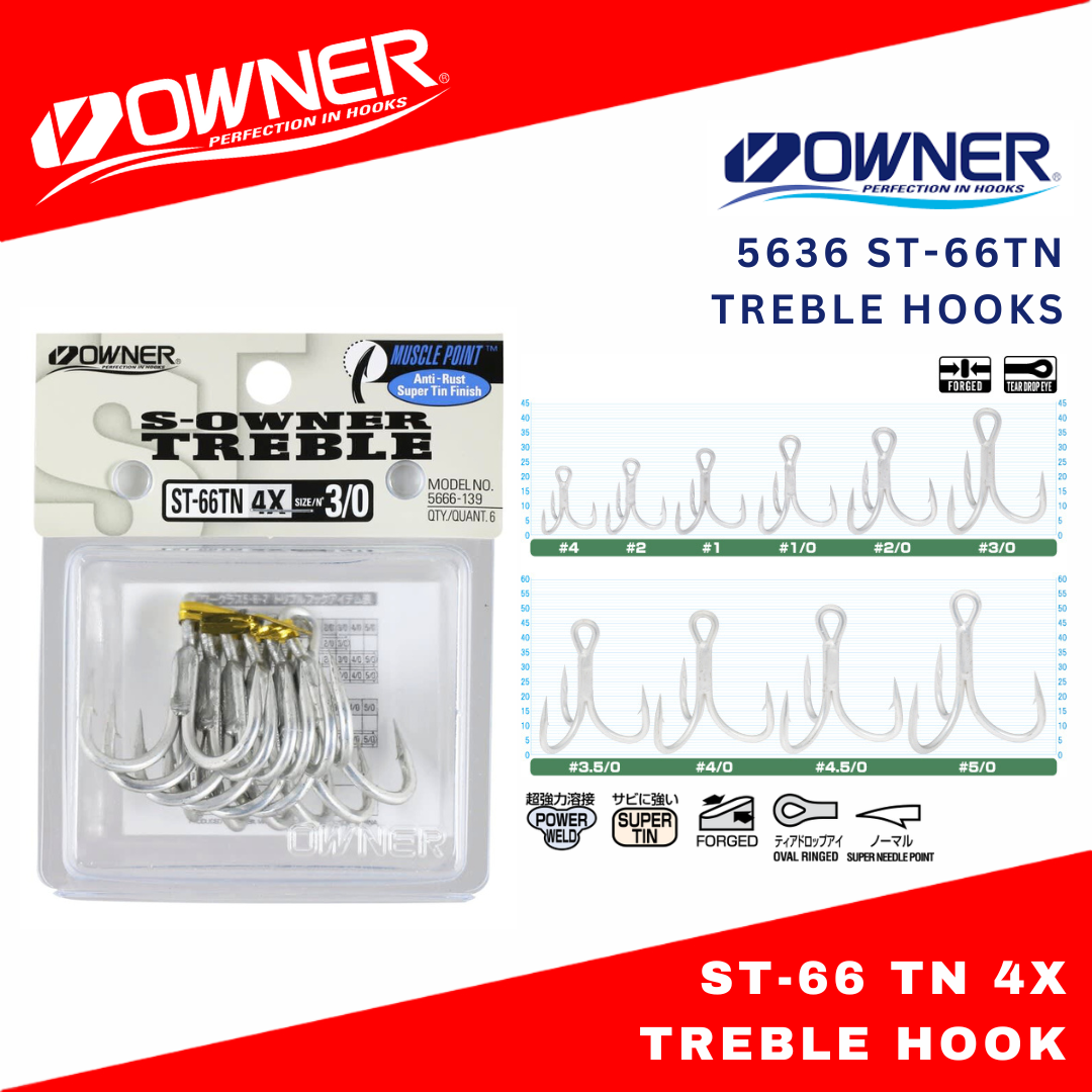 Pemilik ST-66 TN 4X Treble Hook Tugas Berat