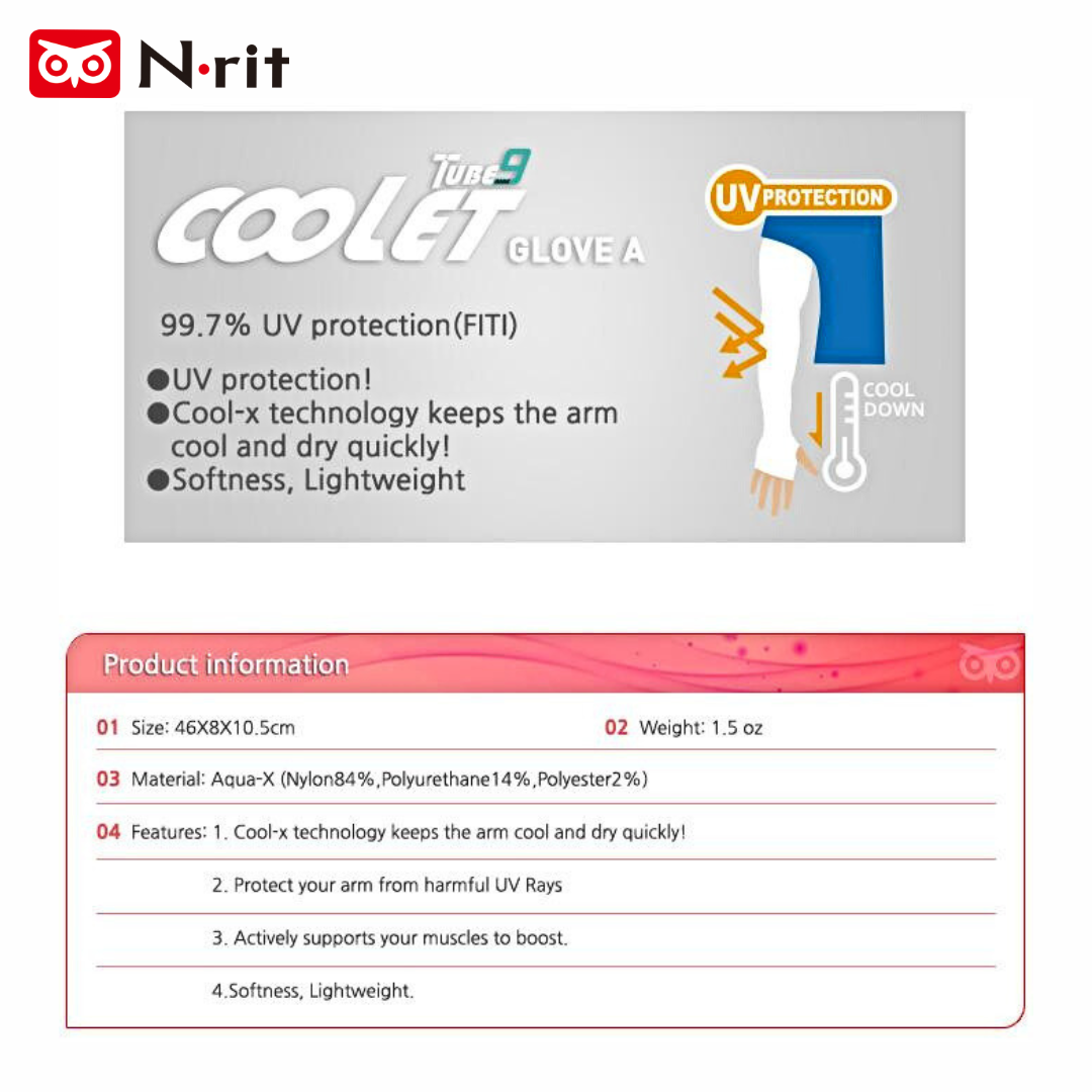 N-Rit Tube Nine Coolet Arm Sleeves UV Protection Fingerless Glove