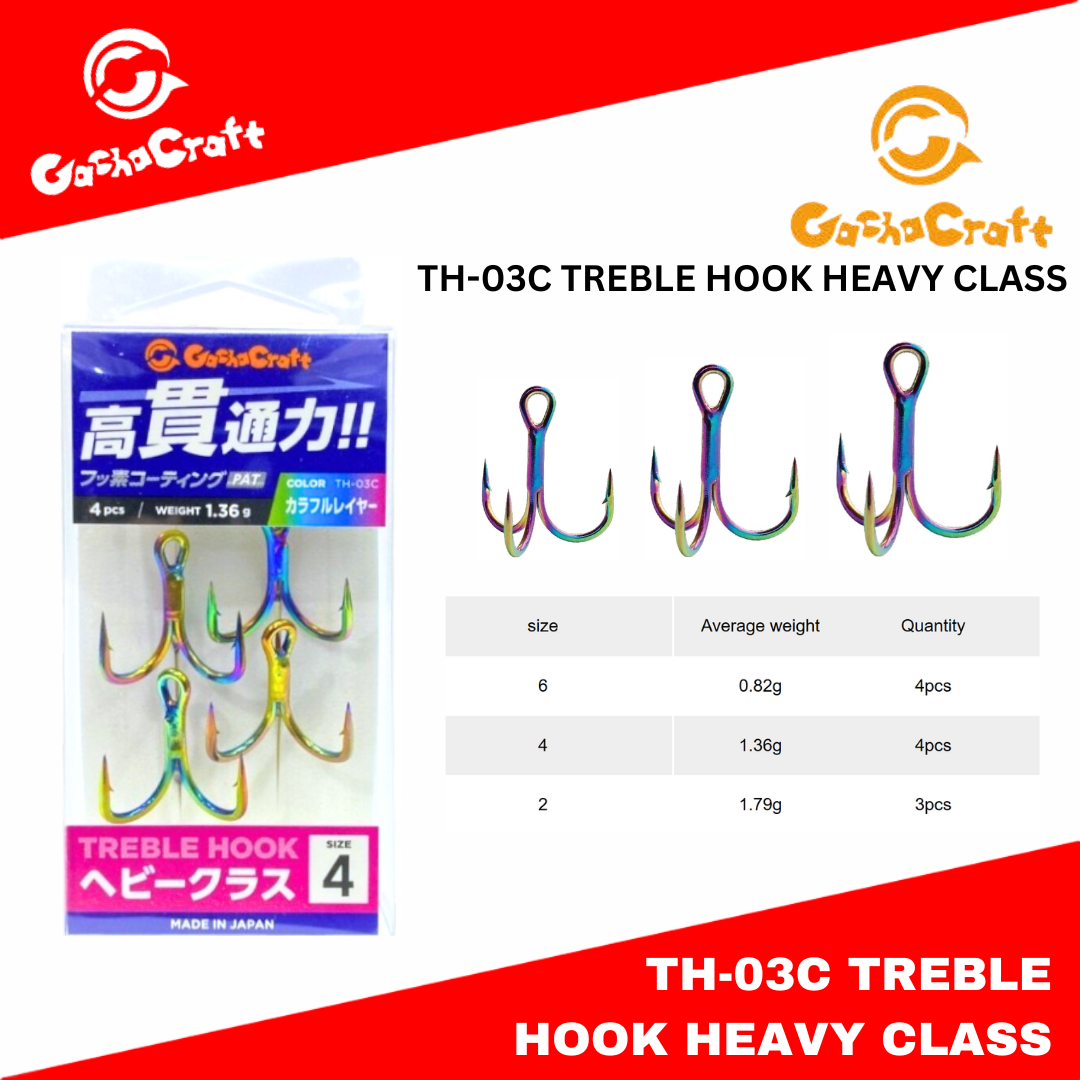 Gacha Craft TH-03C Treble Hook Kelas Berat Lapisan Warna-warni