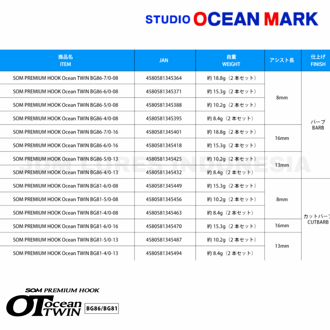 Studio Ocean Mark Premium Hook Ocean Twin BG86/BG81