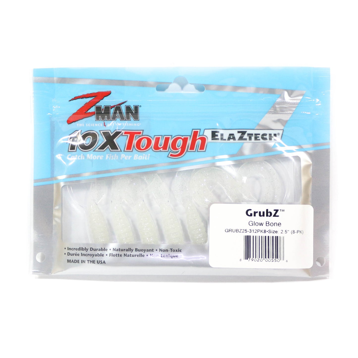 Umpan Pancing Lunak Zman GrubZ 2,5 Inch isi 8 per bungkus Glow Bone (5506)
