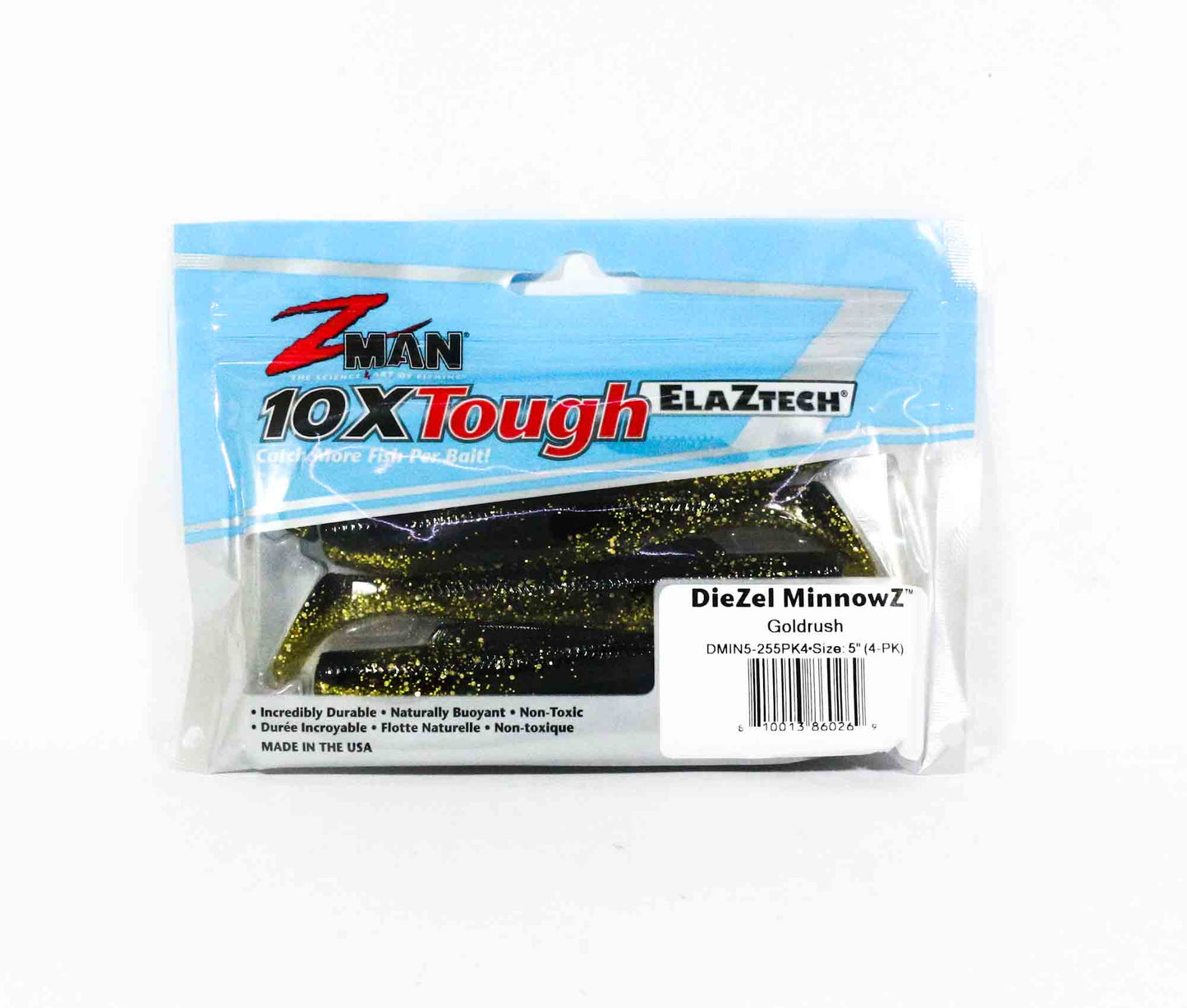 Zman Soft Lure Diezel MinnowZ 5 Inch 4 per pack Gold Rush (0269)