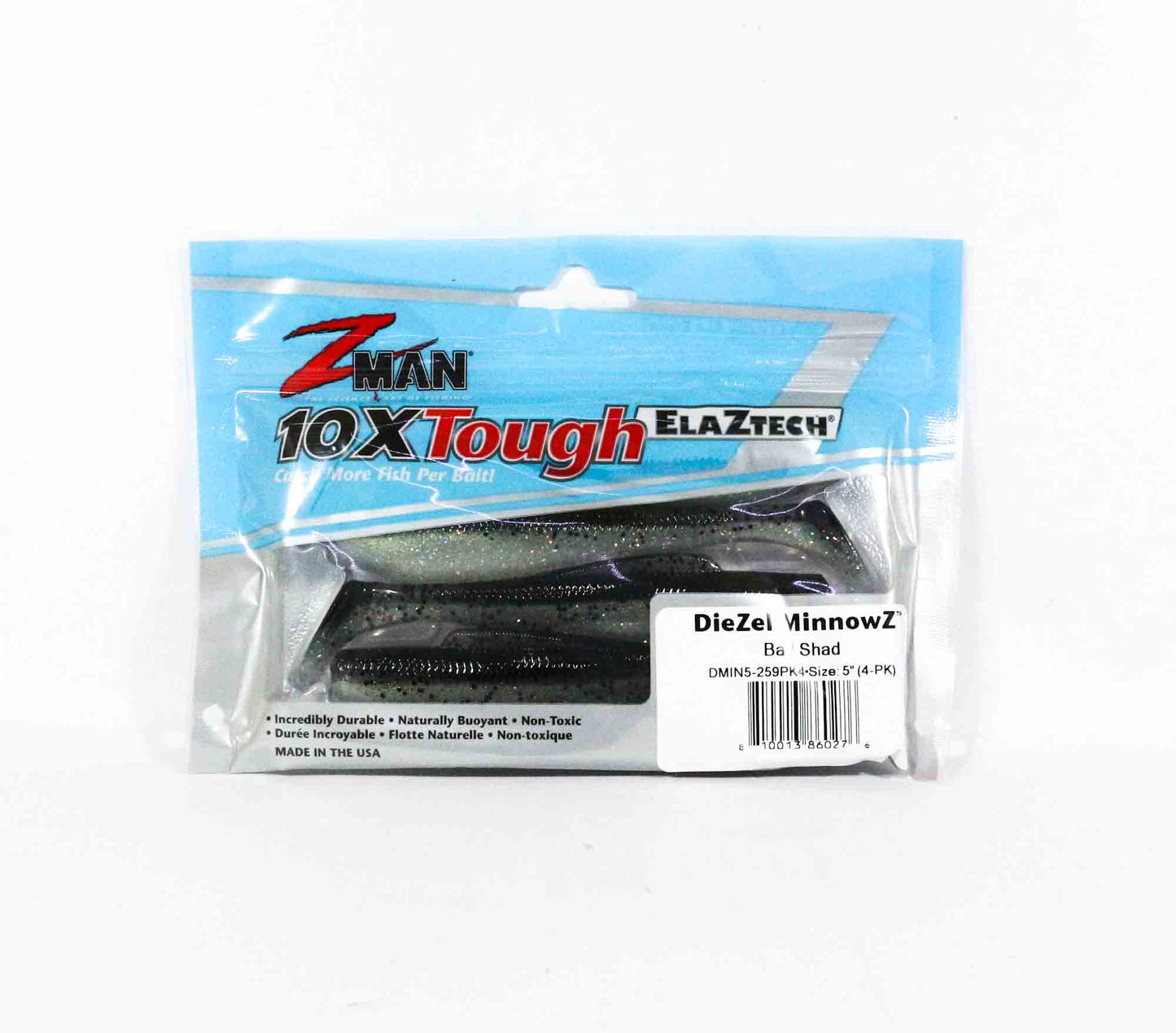 Zman Soft Lure Diezel MinnowZ 5 Inch 4 per pack Bad Shad (0276)