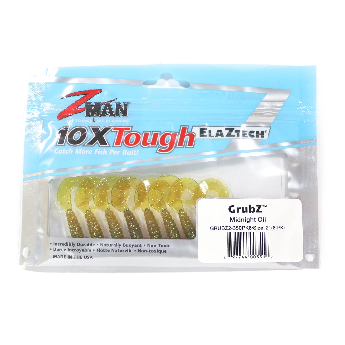 Zman Soft Lure GrubZ 2 Inch 8 per pack Midnight Oil (3516)