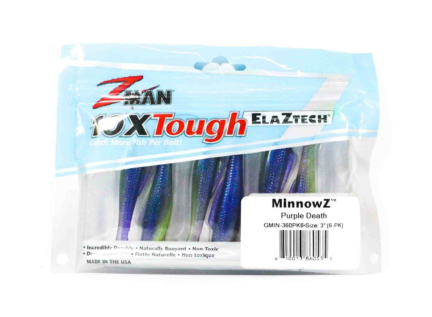Zman Soft Lure ElaZtech 3 Inc 6 Per Pack Purple Death (0535)