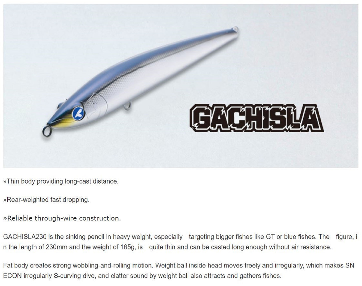 Umpan Pancing Tenggelam Blue Blue Gachisla 180HS 110 Gram 09 (3225)