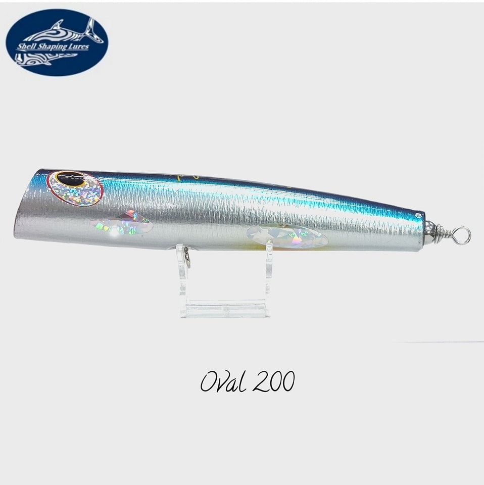 Umpan Pembentuk Kerang Oval Diving Popper 110gr 200mm (F) Biru Hitam