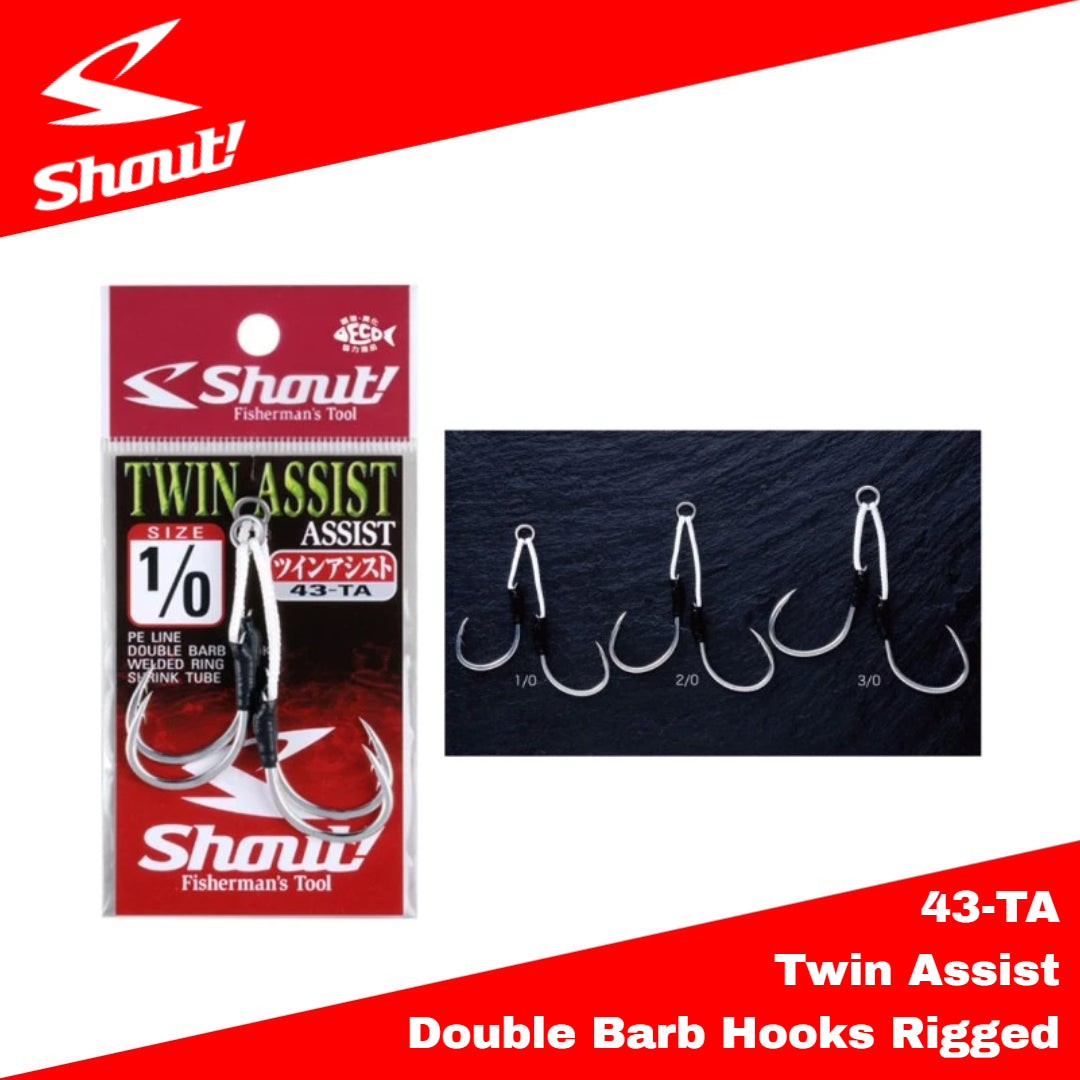 Shout 43-TA Twin Assist Double Barb Hooks Rigged