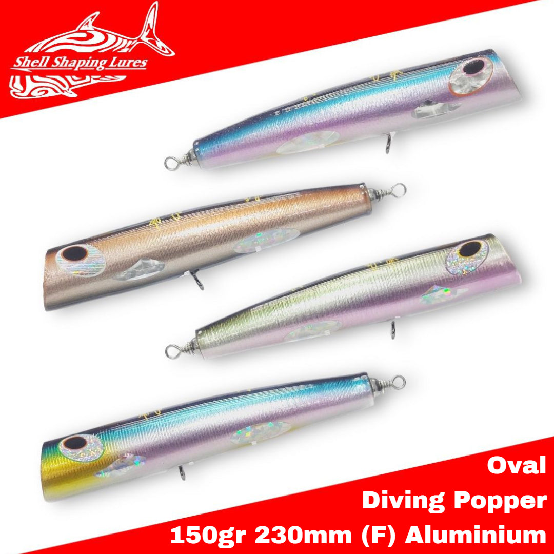 Umpan Pembentuk Kerang Oval 230 Aluminium Diving Popper 150gr 230mm