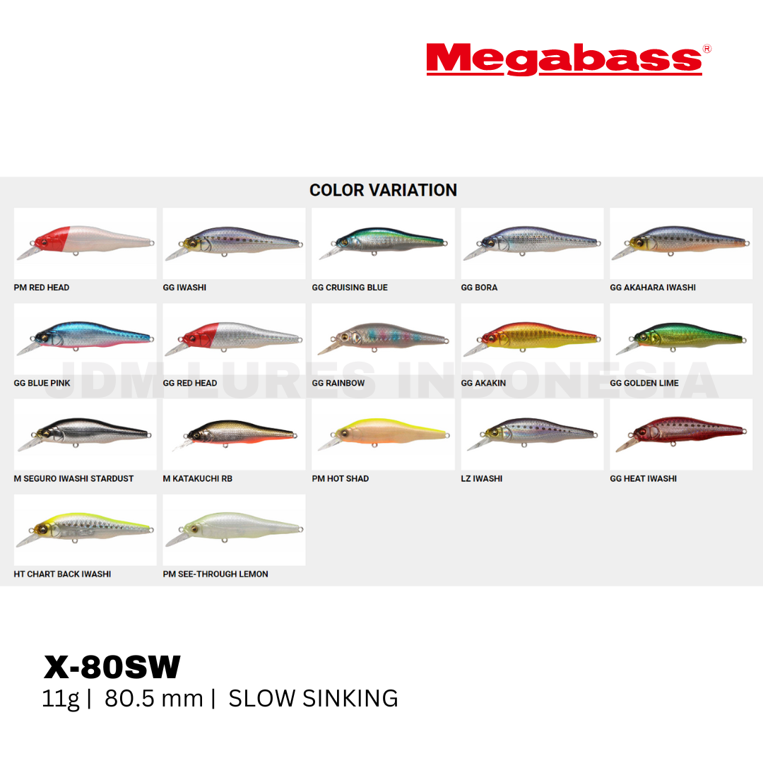 Megabass X-80 SW Slow Sinking Lure 11g 80.5mm