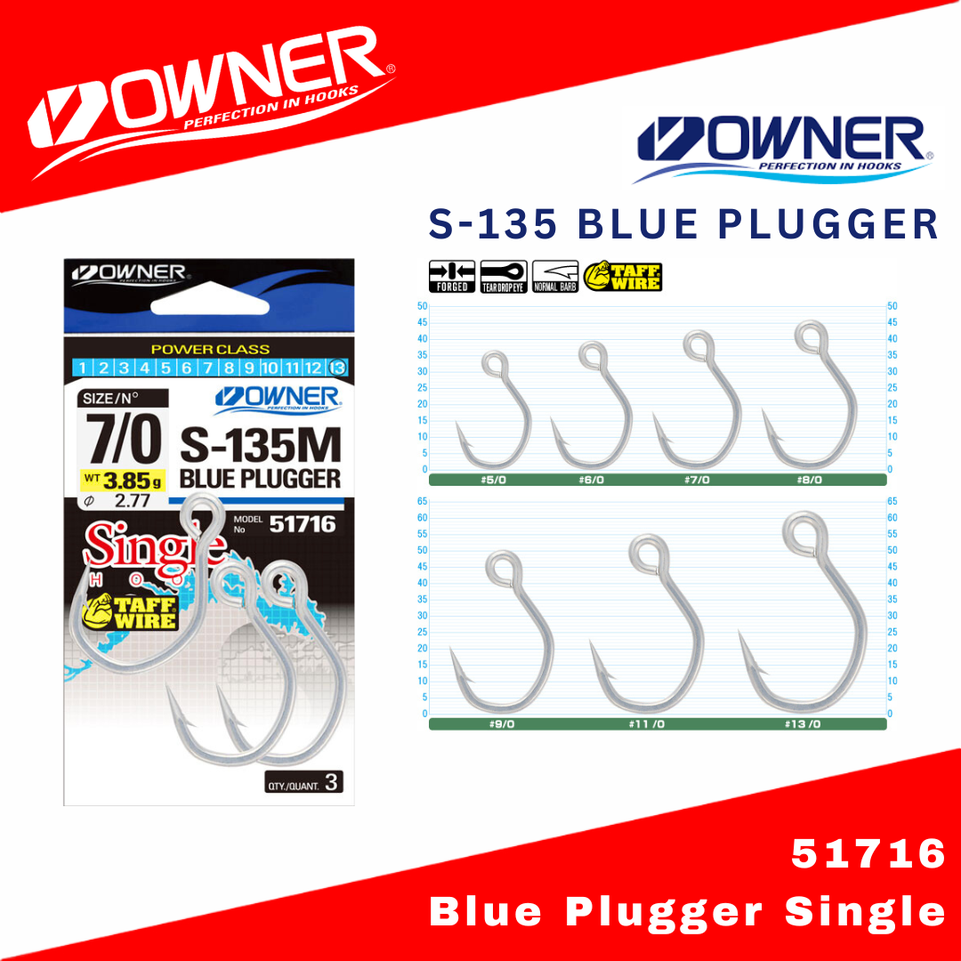 Pemilik S-135M Blue Plugger Single Hook