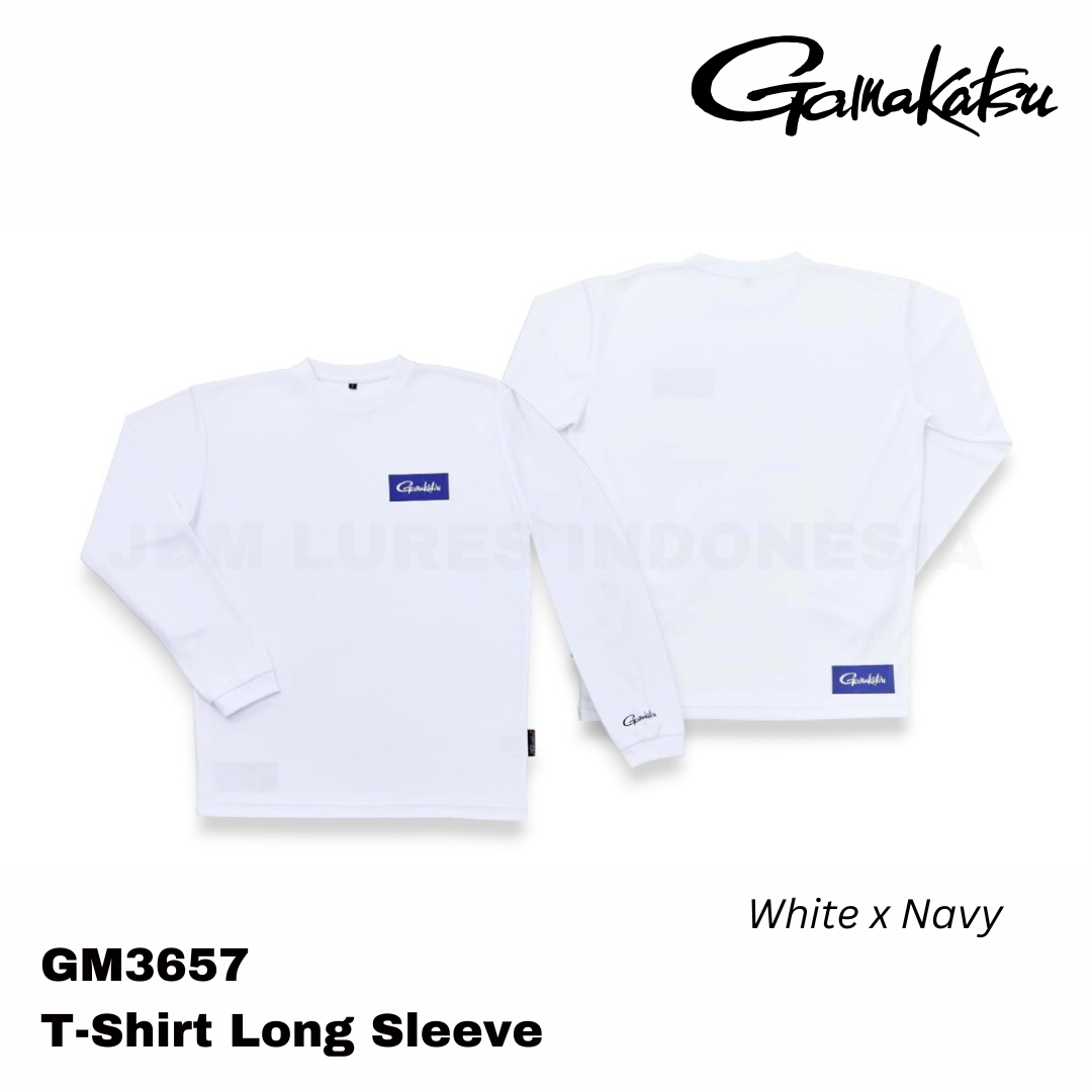 Kaos Lengan Panjang Gamakatsu GM-3657 Putih x Biru Dongker