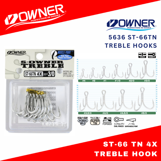 Pemilik ST-66 TN 4X Treble Hook Tugas Berat