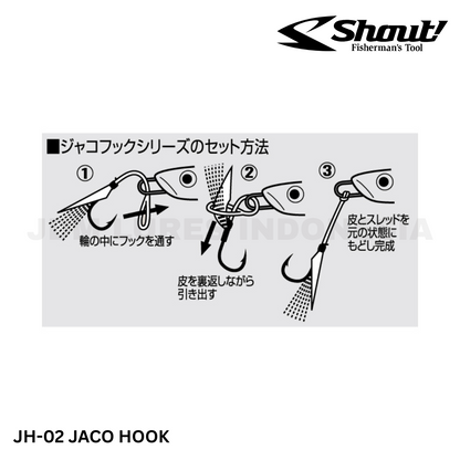 Teriak JH-02 Jaco Hook Rigged Assist Rainbow Feather