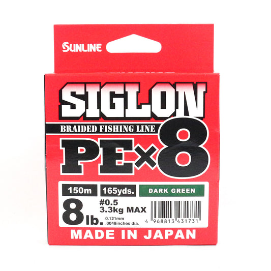 Tali Kepang Sunline Siglon X8 150M PE 0,5 8LB Hijau Tua
