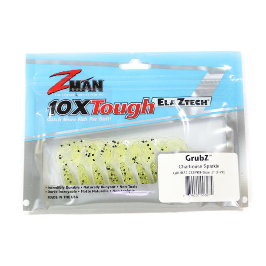 Umpan Pancing Lunak Zman GrubZ 2 Inch isi 8 per bungkus Chartreuse Sparkle (3274)