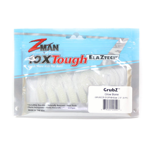 Umpan Pancing Lunak Zman GrubZ 2,5 Inch isi 8 per bungkus Glow Bone (5506)