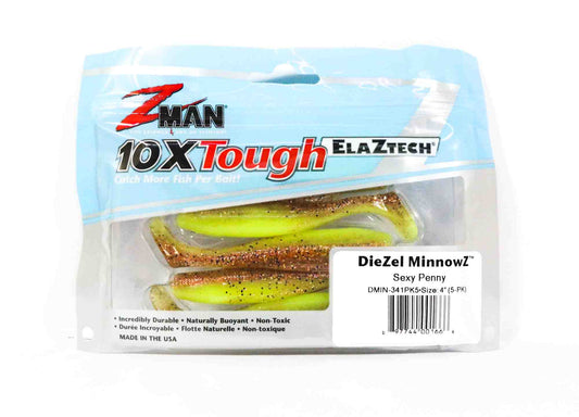Zman Soft Lure Diezel MinnowZ 4 Inc 5 per pack Sexy Penny (1666)