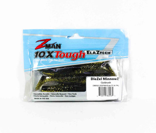 Zman Soft Lure Diezel MinnowZ 5 Inch 4 per pack Gold Rush (0269)