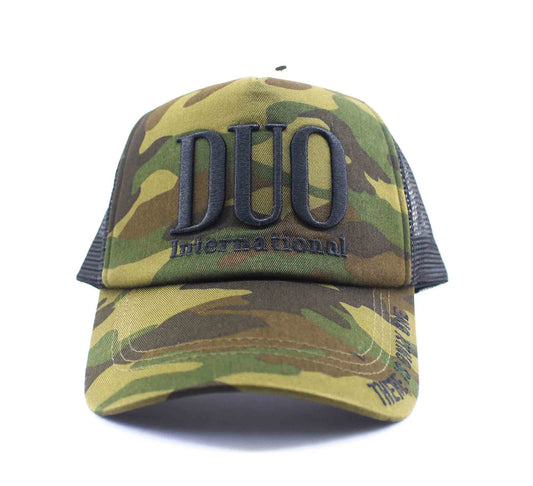 Topi Trucker Duo Cap Asli Jepang Ukuran Bebas Hijau Kamuflase (8029)
