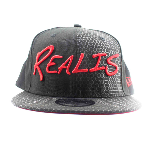 Duo Cap New Era x Realis Cap Ukuran Bebas Hitam Merah (4649)