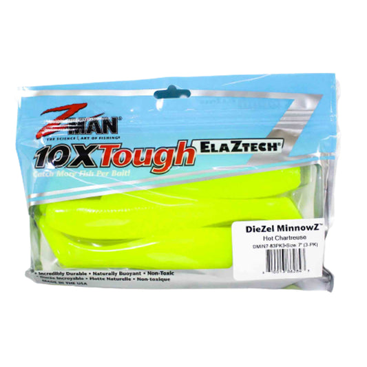 Zman Soft Lure Diezel MinnowZ 7 Inch 3 Per Pack Hot Chart (2843)
