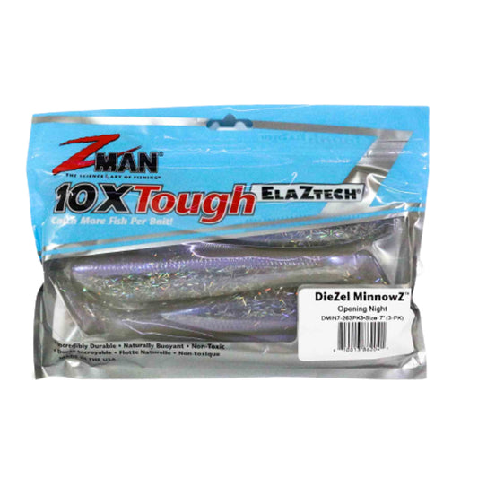 Zman Soft Lure Diezel MinnowZ 7 Inch 3 Per Pack Opening Night (2041)
