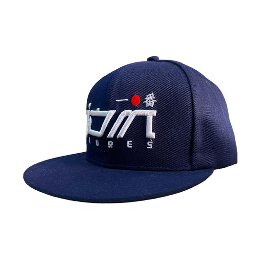 Topi datar snapback JDM Lures warna navy