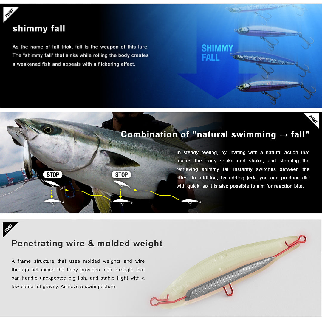Jackall Big Backer Fall Trick 103 Pencil Sinking Lure 41.1g 103mm