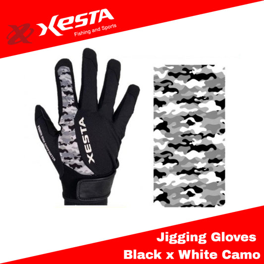 Xesta Jigging Gloves Black x White Camo