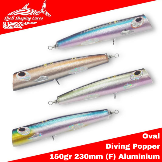Umpan Pembentuk Kerang Oval 230 Aluminium Diving Popper 150gr 230mm