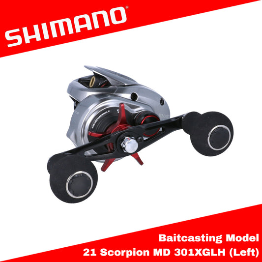 Reel Baitcasting Shimano 21 Scorpion MD 301XGLH (Pegangan Kiri)