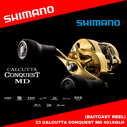 Reel Baitcasting Shimano 23 Calcutta Conquest MD 401XGLH - Pegangan Kiri